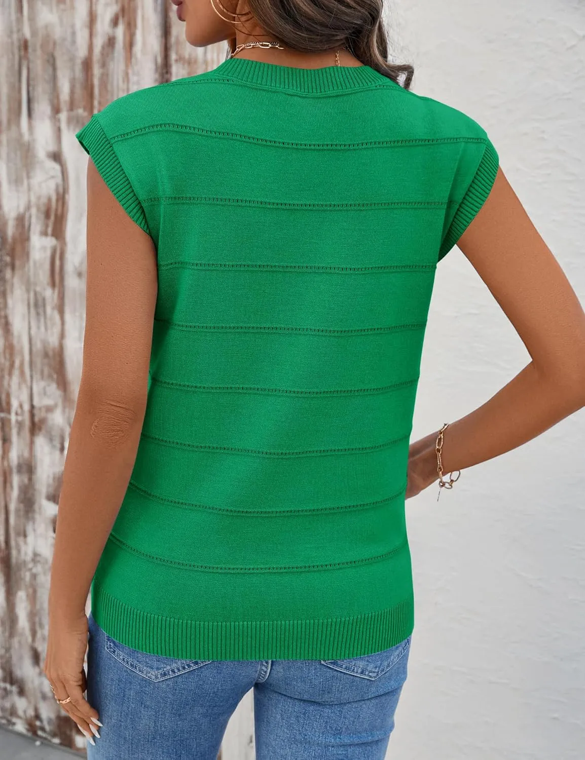 AKEWEI Sweater Vest Women Sleeveless Knitted V Neck Cap Sleeve Pullover Tank Tops 2025 Summer Fall Fashion Causal Trendy