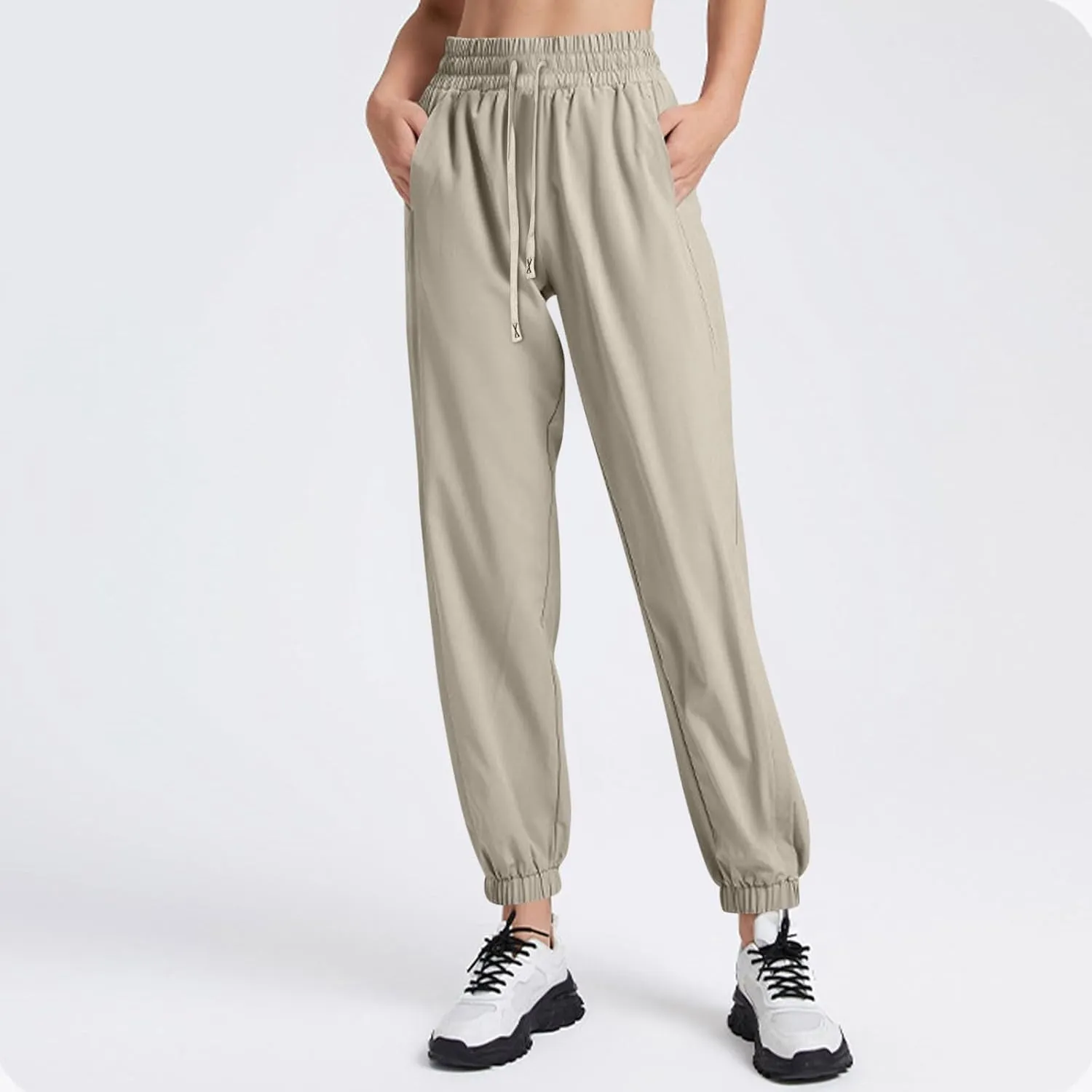 Beeswan Pants for Women Over 50 Ultra Stretch Breathable Casual Pant Quick Dry Elastic Waist Trousers with Pockets