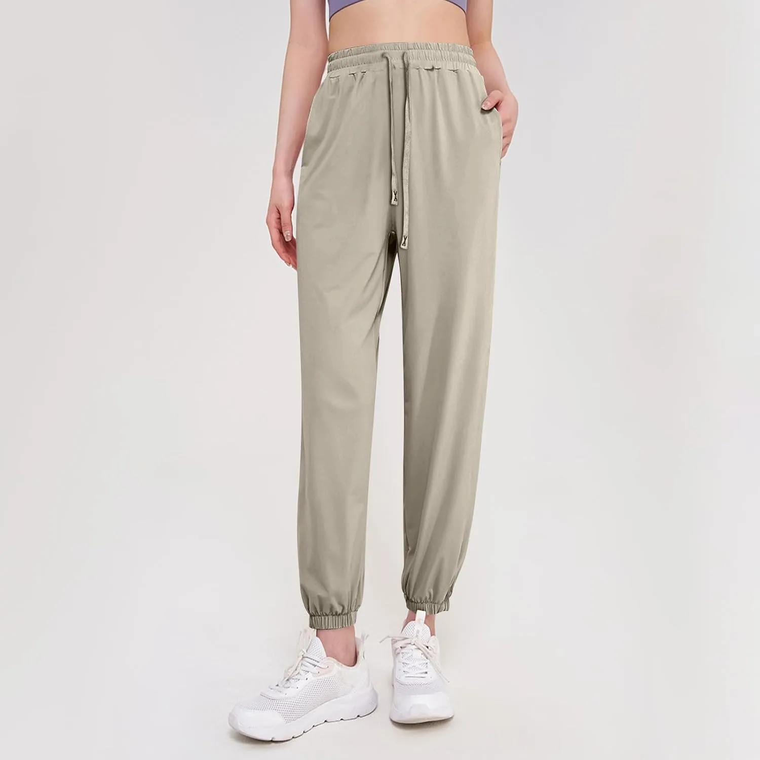 Beeswan Pants for Women Over 50 Ultra Stretch Breathable Casual Pant Quick Dry Elastic Waist Trousers with Pockets