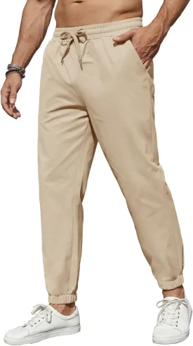 COOFANDY Men's Casual Joggers Pants Cotton Elastic Waist Drawstring Chino Pants Hiking Outdoor Track Sweatpants