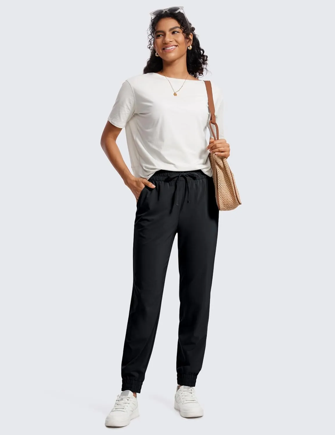 CRZ YOGA Lightweight Joggers for Women Workout Athletic Casual Lounge Travel Pants with Pockets Summer