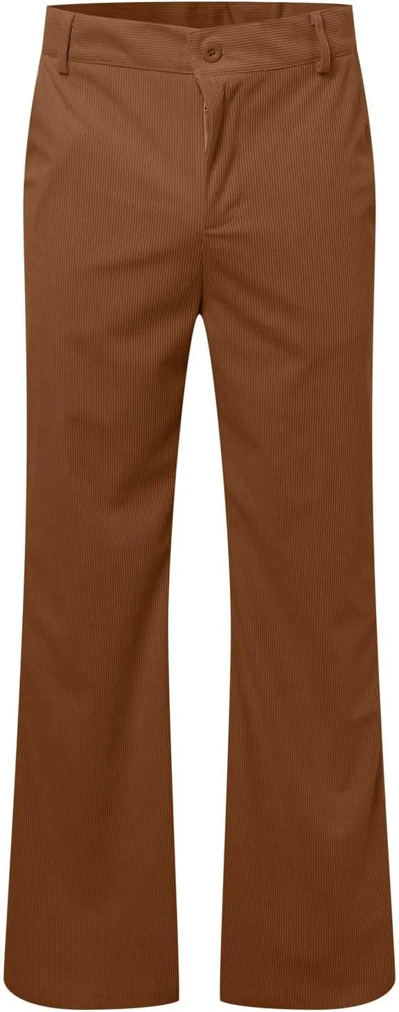 Fare Pants Men Corduroy Vintage Bell Bottom Pants 60s 70s Disco Outfits Stretch Slim Fitted Hippie Party Trousers