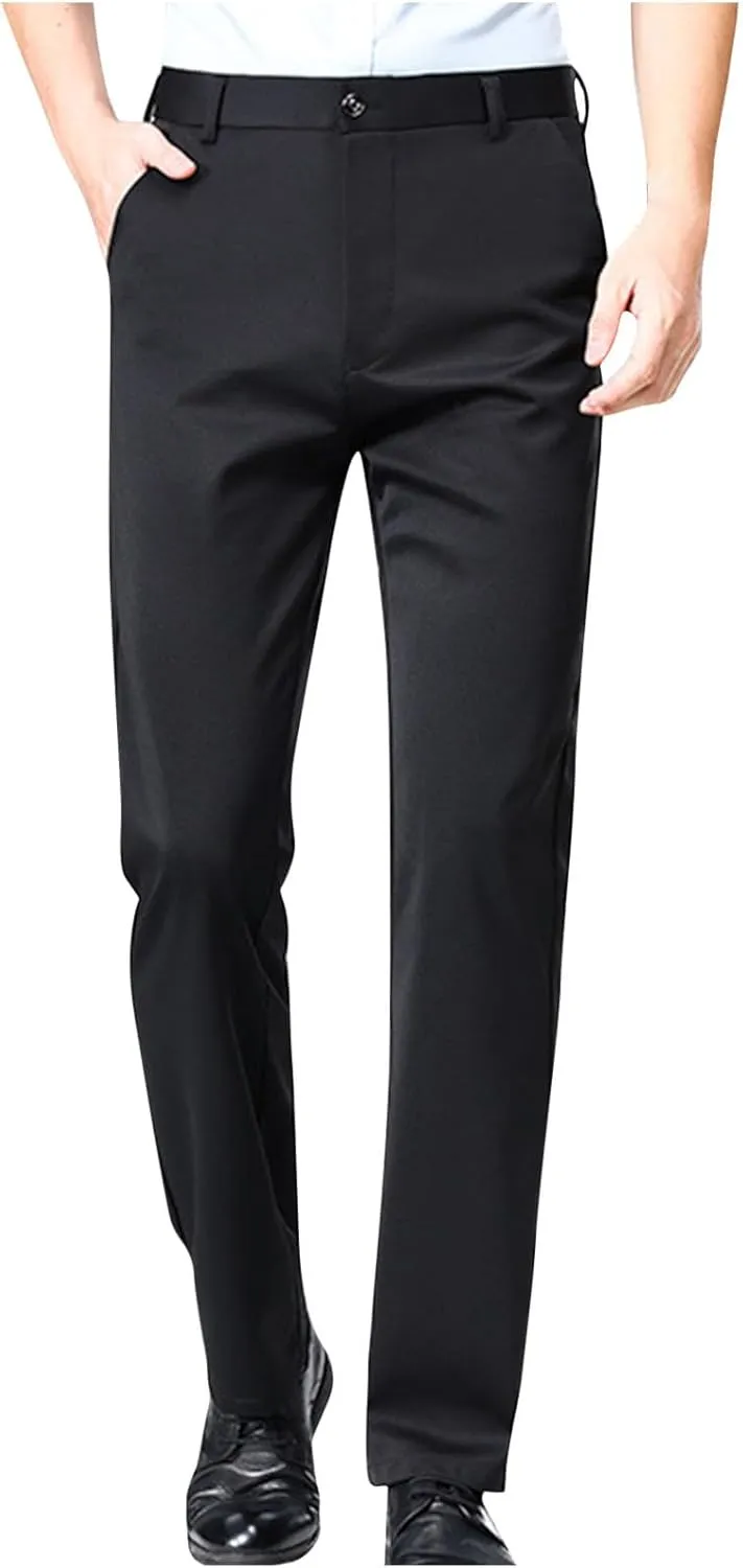 Finelylove Mens Suit Pants Flex Slim Fit Dress Pants Cinch Bottom Flat Front Tapered Chino Pants with Elastic Waistband