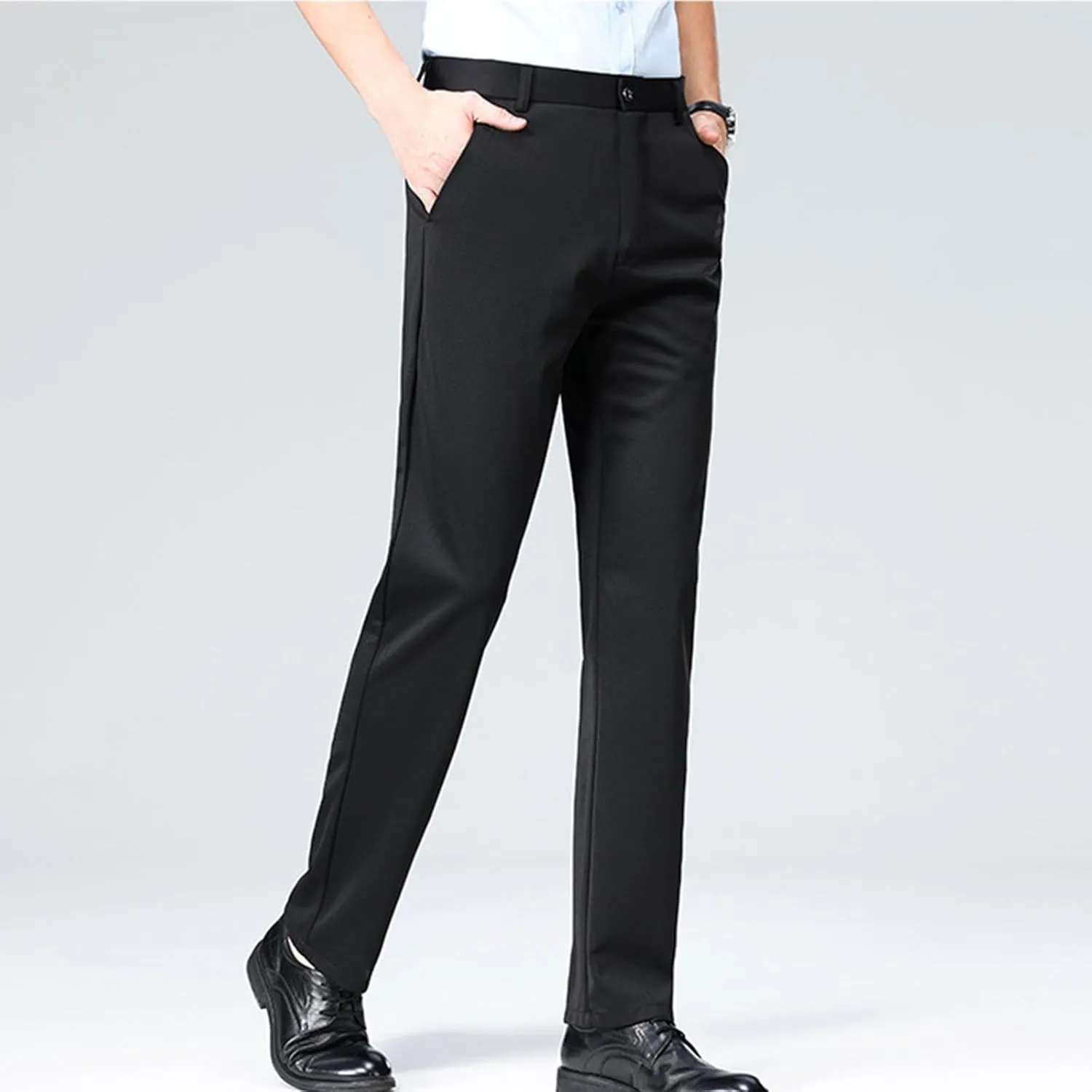 Finelylove Mens Suit Pants Flex Slim Fit Dress Pants Cinch Bottom Flat Front Tapered Chino Pants with Elastic Waistband