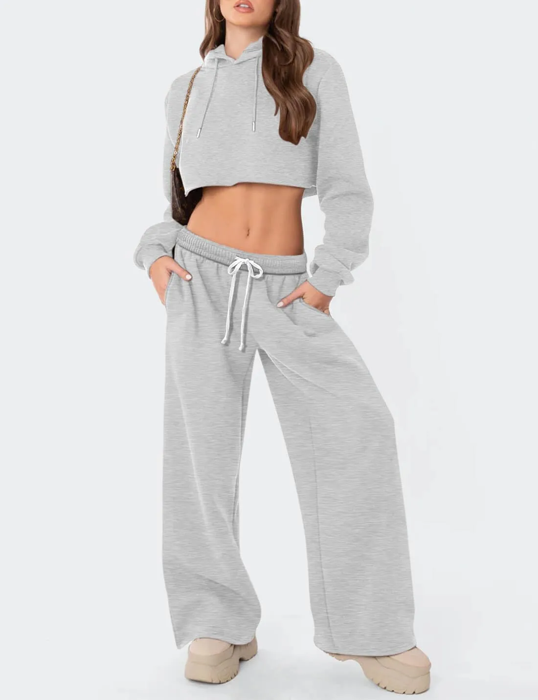 HeSaYep Women's Fleece Lined Sweatpants Wide Leg Thermal Winter Warm Baggy Sweat Pants with Pockets