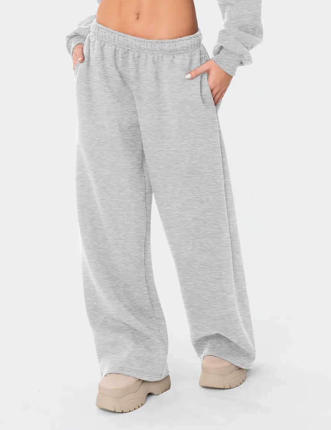 HeSaYep Women's Fleece Lined Sweatpants Wide Leg Thermal Winter Warm Baggy Sweat Pants with Pockets