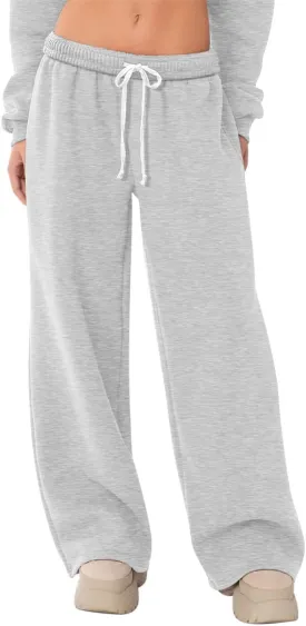HeSaYep Women's Fleece Lined Sweatpants Wide Leg Thermal Winter Warm Baggy Sweat Pants with Pockets