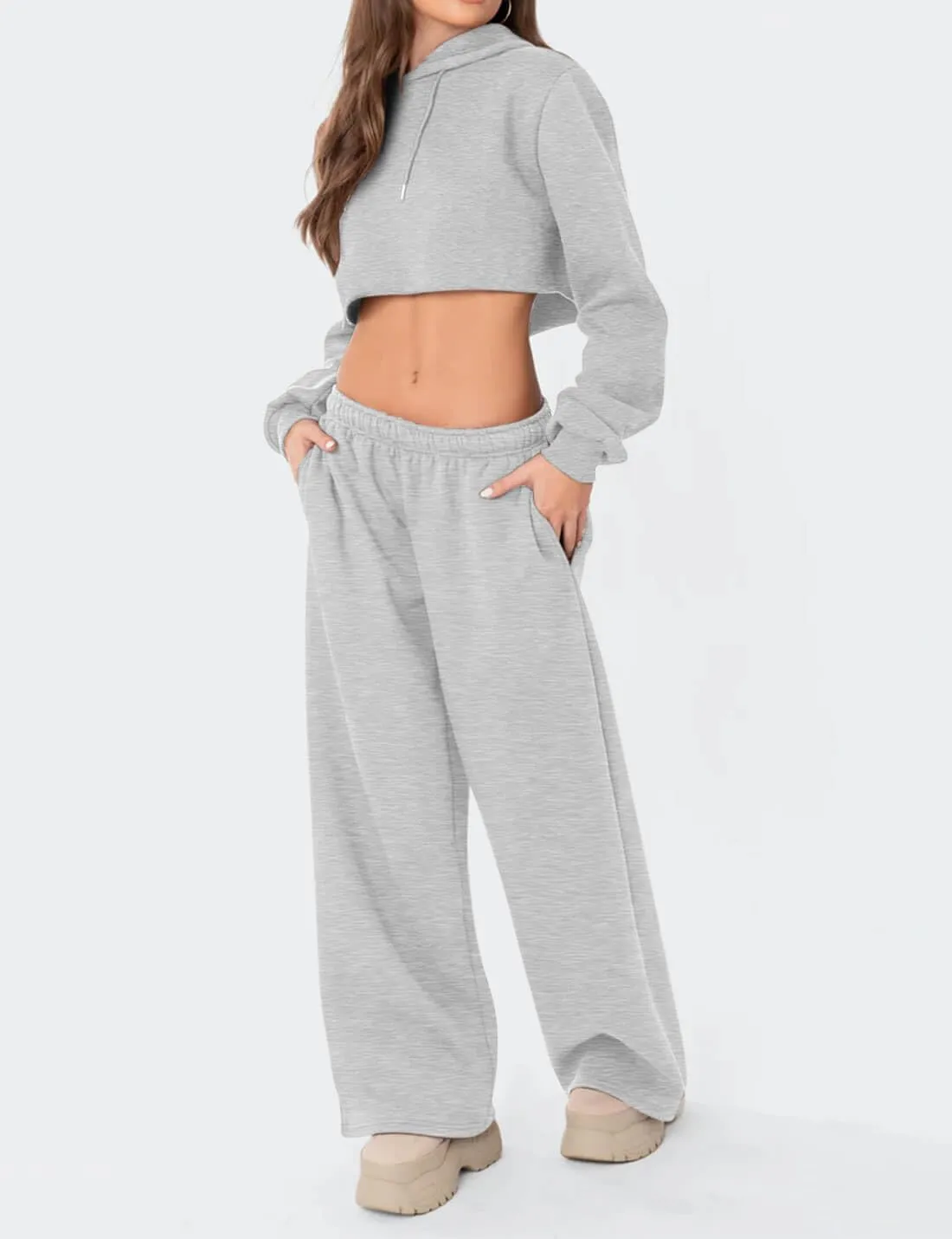 HeSaYep Women's Fleece Lined Sweatpants Wide Leg Thermal Winter Warm Baggy Sweat Pants with Pockets