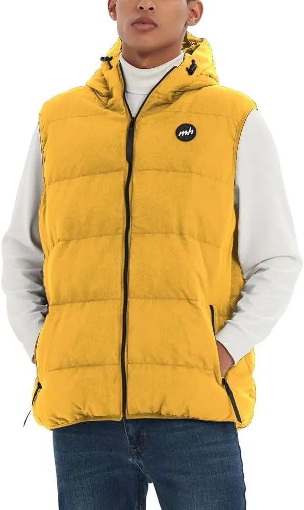 MADHERO Men's Puffer Vest with Hood Water-Resistant Puffy Vests Outerwear Sleeveless Jacket