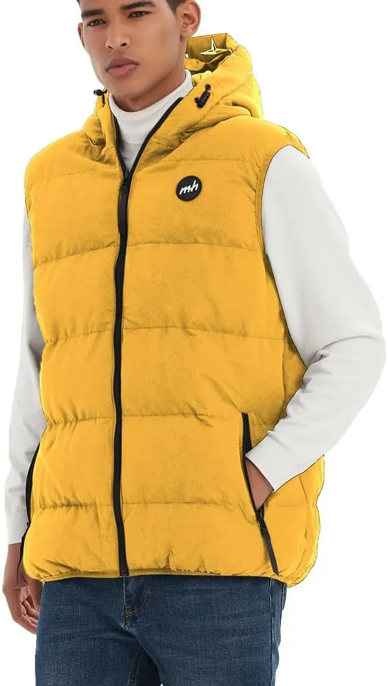 MADHERO Men's Puffer Vest with Hood Water-Resistant Puffy Vests Outerwear Sleeveless Jacket