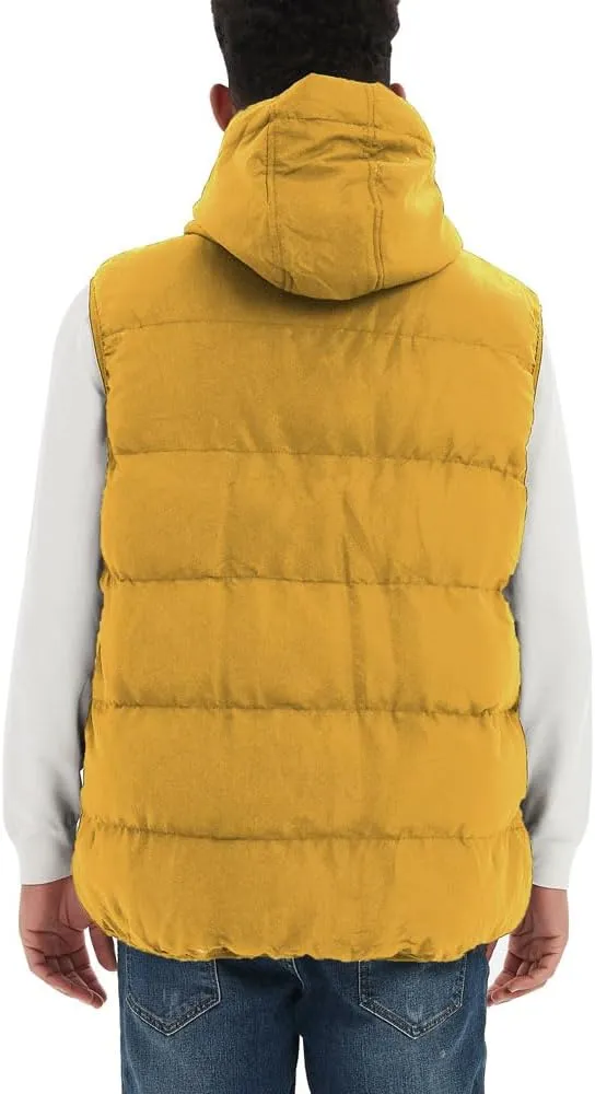 MADHERO Men's Puffer Vest with Hood Water-Resistant Puffy Vests Outerwear Sleeveless Jacket