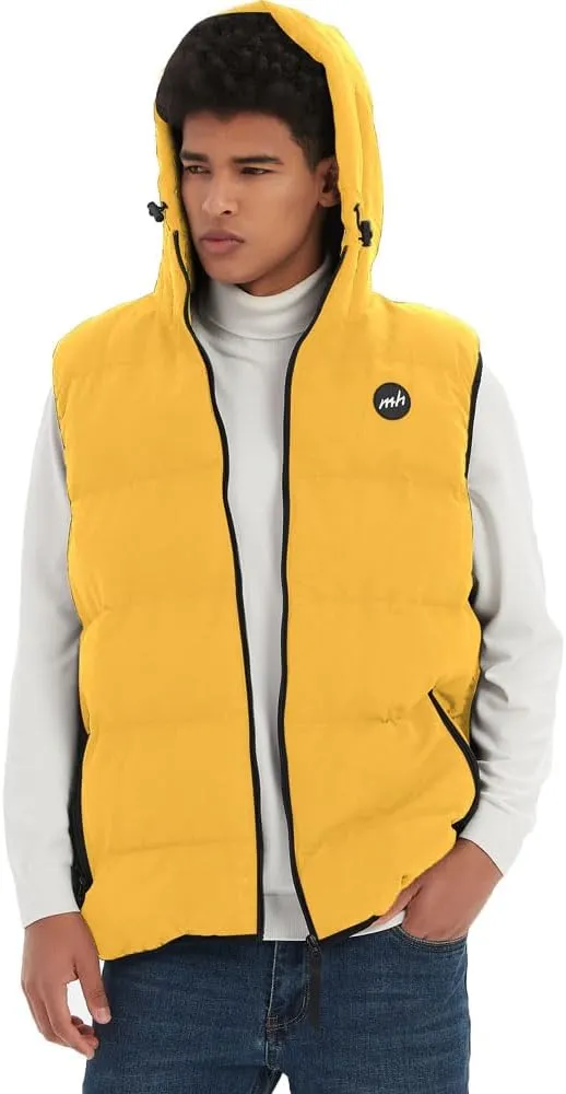 MADHERO Men's Puffer Vest with Hood Water-Resistant Puffy Vests Outerwear Sleeveless Jacket