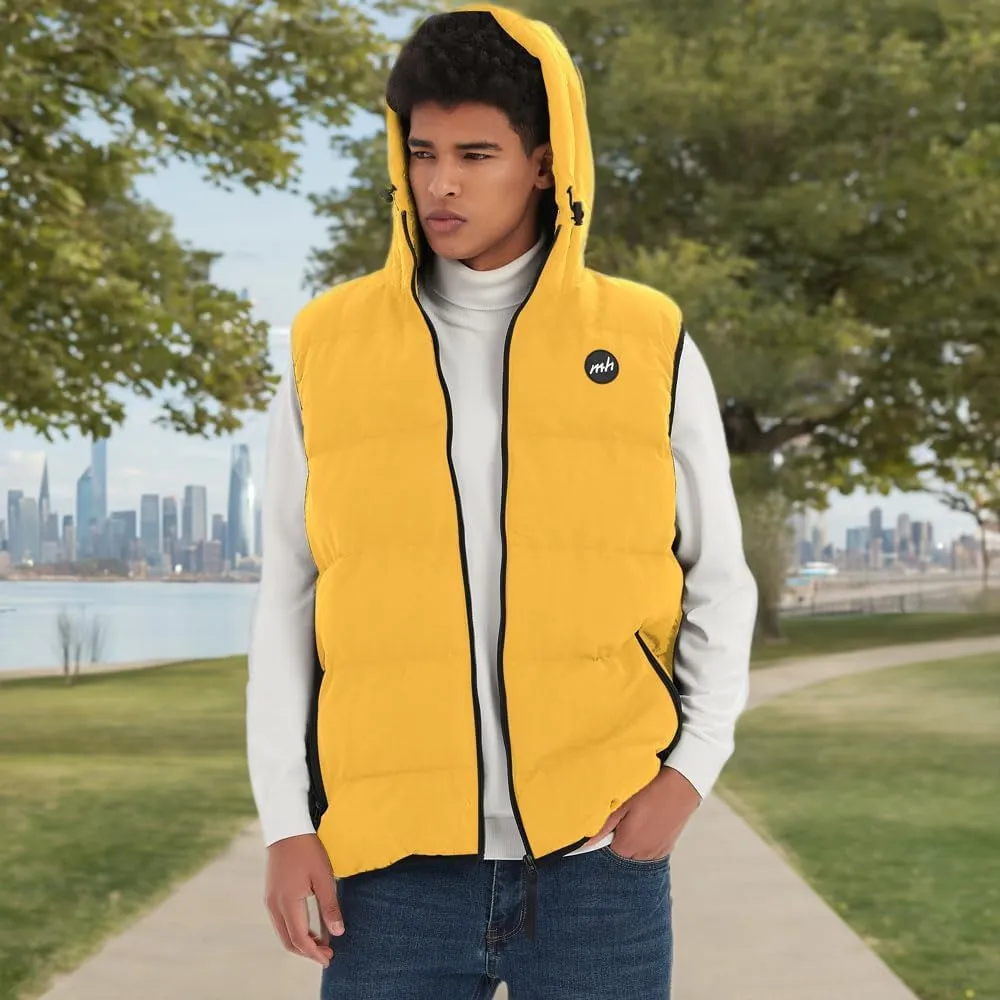 MADHERO Men's Puffer Vest with Hood Water-Resistant Puffy Vests Outerwear Sleeveless Jacket