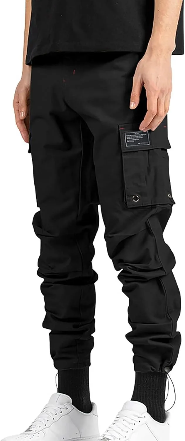 Men's Casual Cargo Joggers Drawstring Straight Leg Breathable Chino Pants Hiking Comfortable Twill Jogging Sweatpants