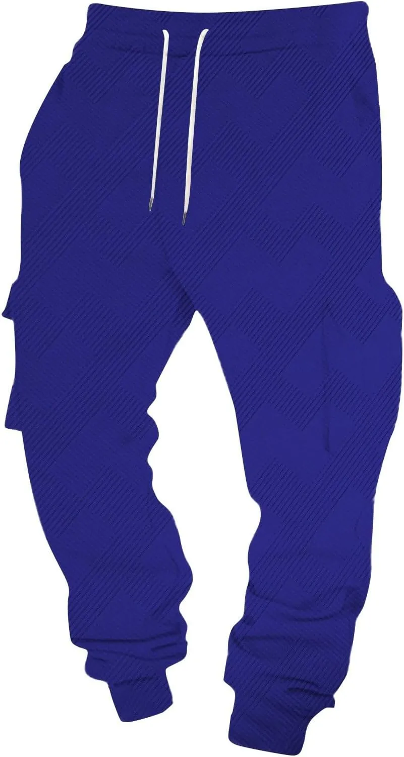 Men's Casual Cargo Joggers Drawstring Straight Leg Breathable Chino Pants Travel Baggy Twill Jogging Sweatpants