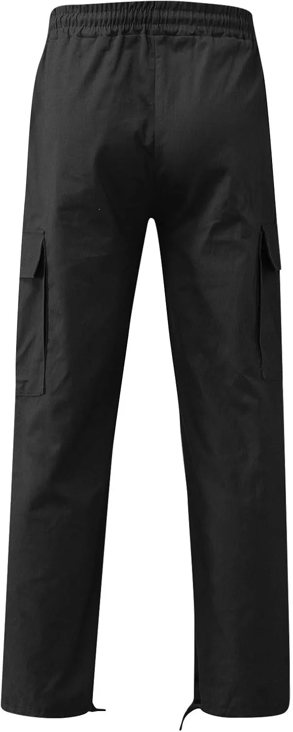 Men's Casual Cargo Joggers Drawstring Straight Leg Breathable Chino Pants Work Relaxed Fit Twill Jogging Sweatpants