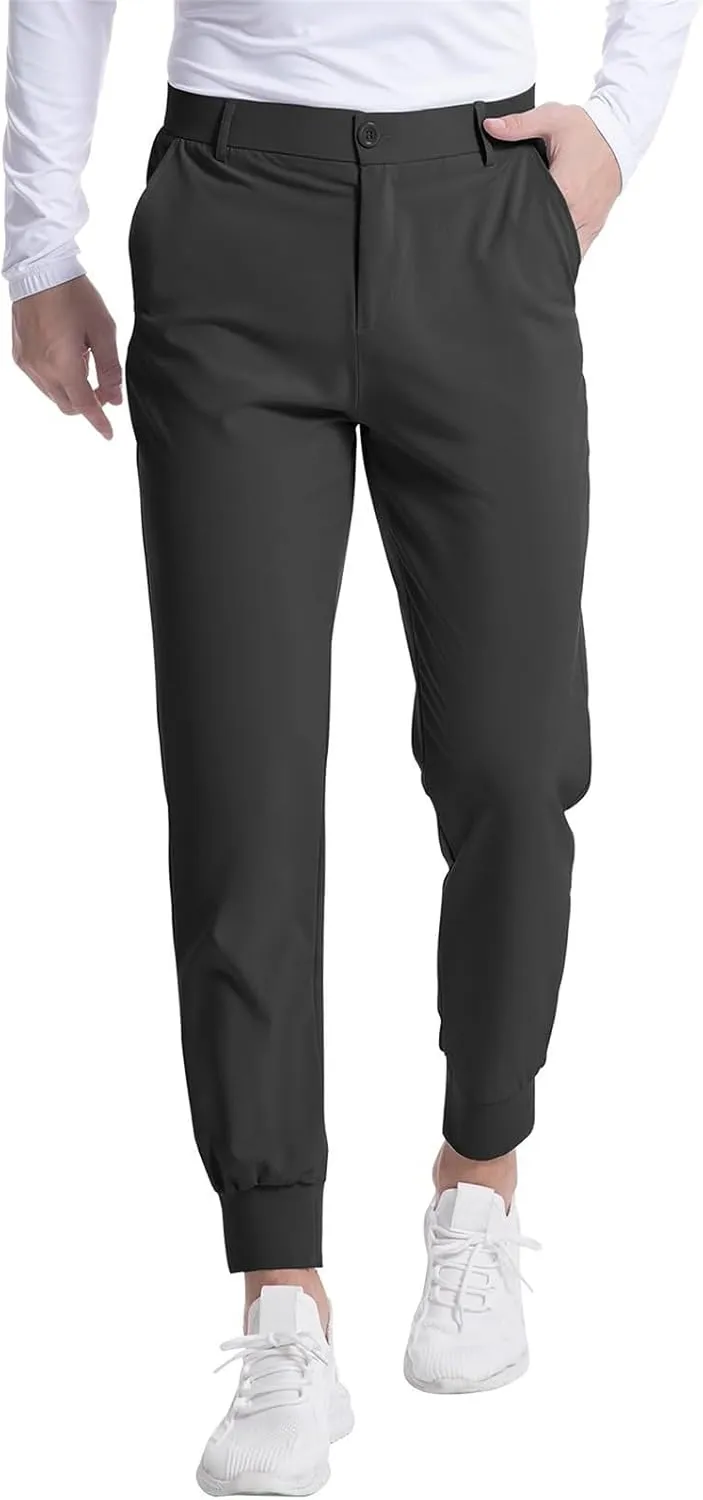 Mens Golf Joggers Pants Lightweight Stretchy Casual Slim Fit Sweatpants Work Dress Running Travel Trouser with Pocket