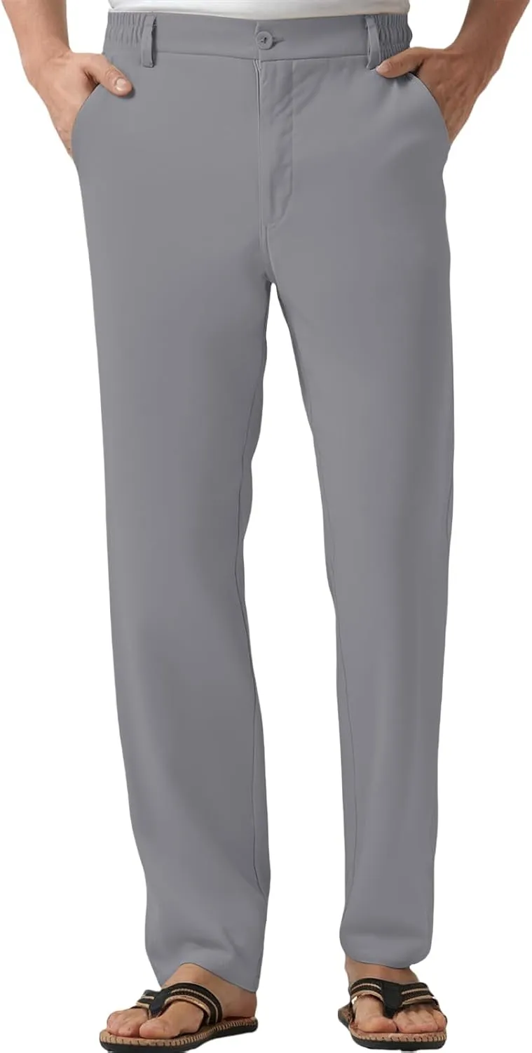 Mens Golf Pants Stretch Lightweight Quick Dry Dress Pant Slim Fit Straight Work Pants Flat Front Fashion Trousers
