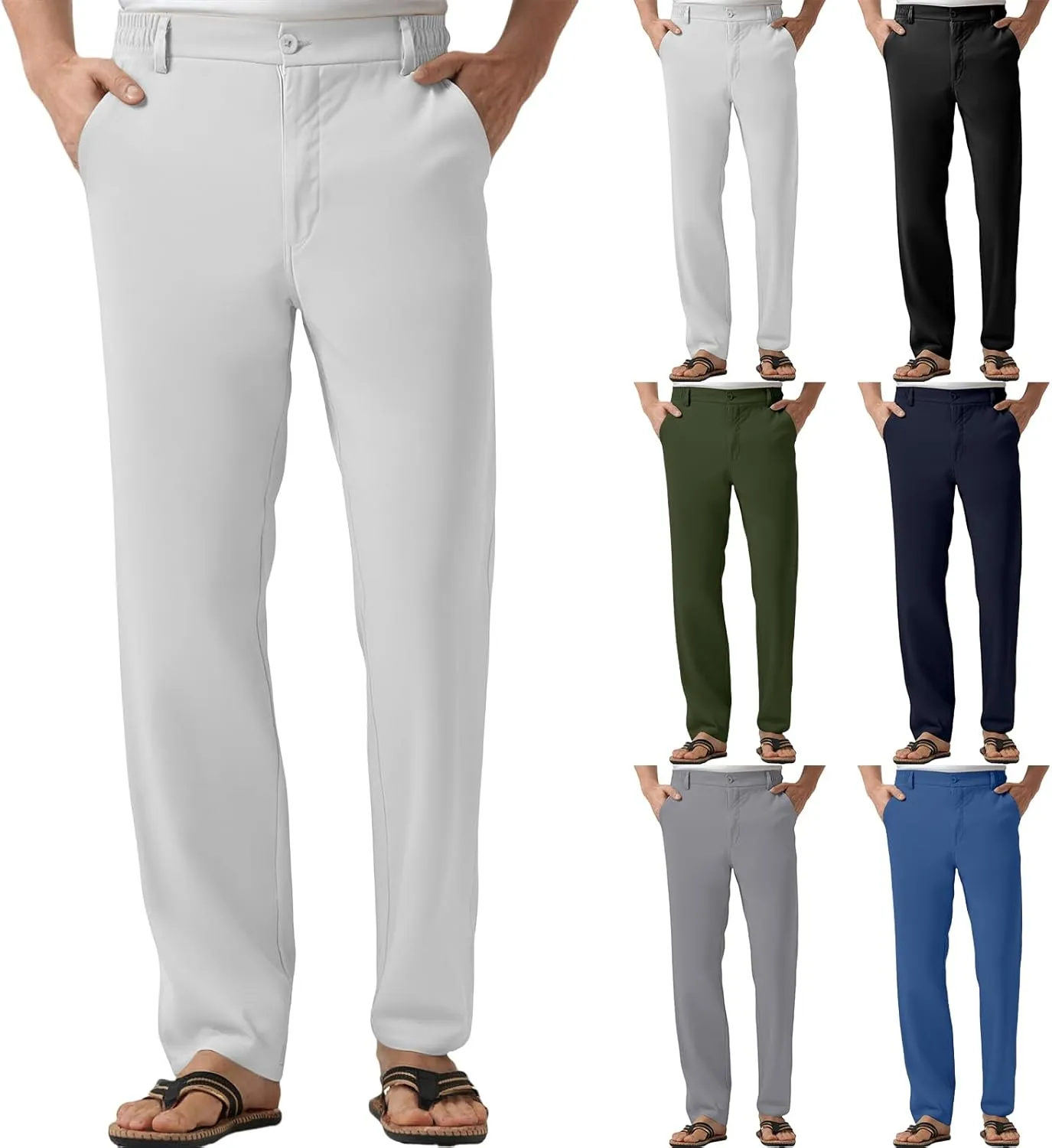 Mens Golf Pants Stretch Lightweight Quick Dry Dress Pant Slim Fit Straight Work Pants Flat Front Fashion Trousers