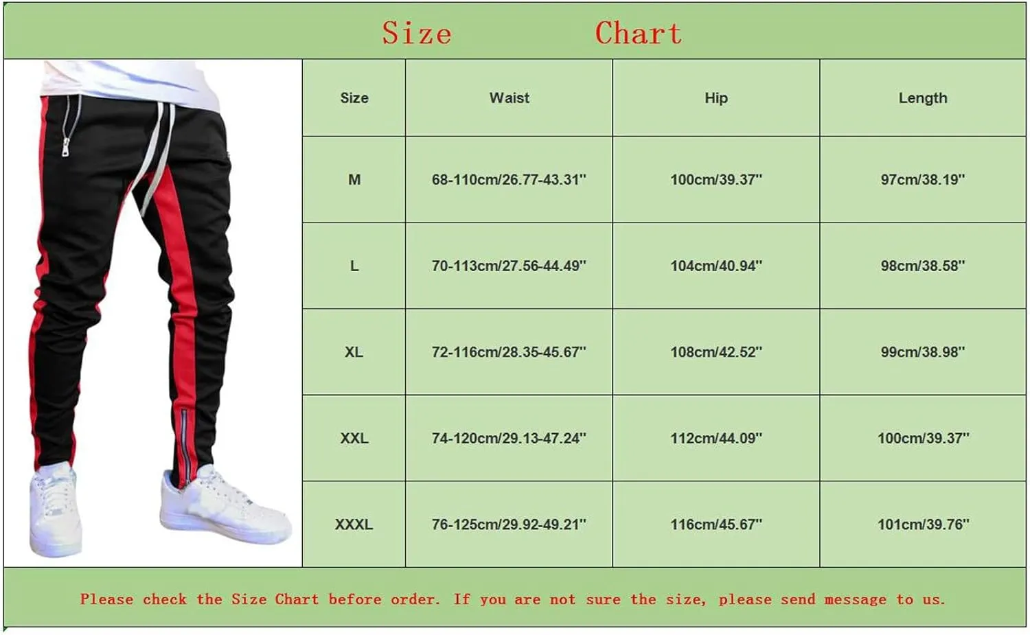 Mens Stripe Track Pants Skinny Fit Stretch Elastic Waist Ankle Zipper Joggers Workout Active Pants Streetwear