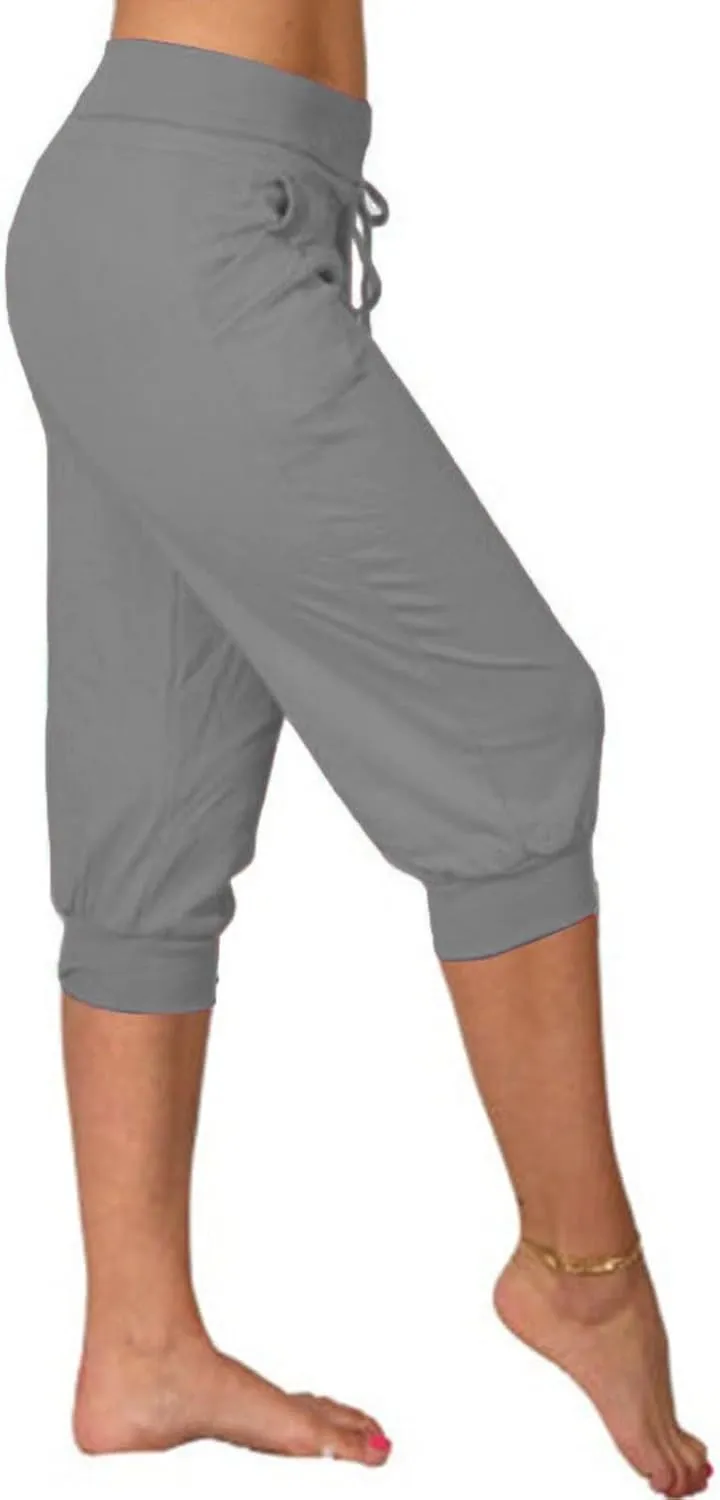Plus Size Capris for Women Drawstring High Waisted Athletic Capri Joggers Cinch Bottom Yoga Sweatpants with Pockets