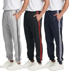 Real Essentials 3 Pack: Men's Tricot Active Athletic Casual Jogger Fleece Lined Sweatpants Pockets (Available in Big & Tall)