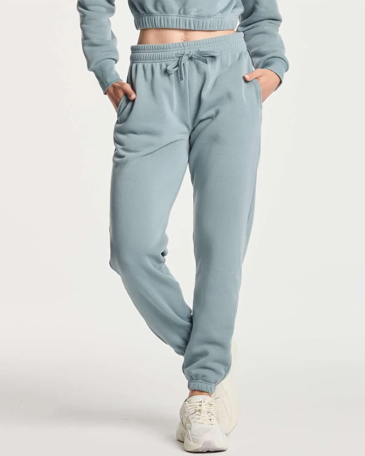 Real Essentials 3 Pack: Women's Fleece Jogger Sweatpants (Available in Plus Size)
