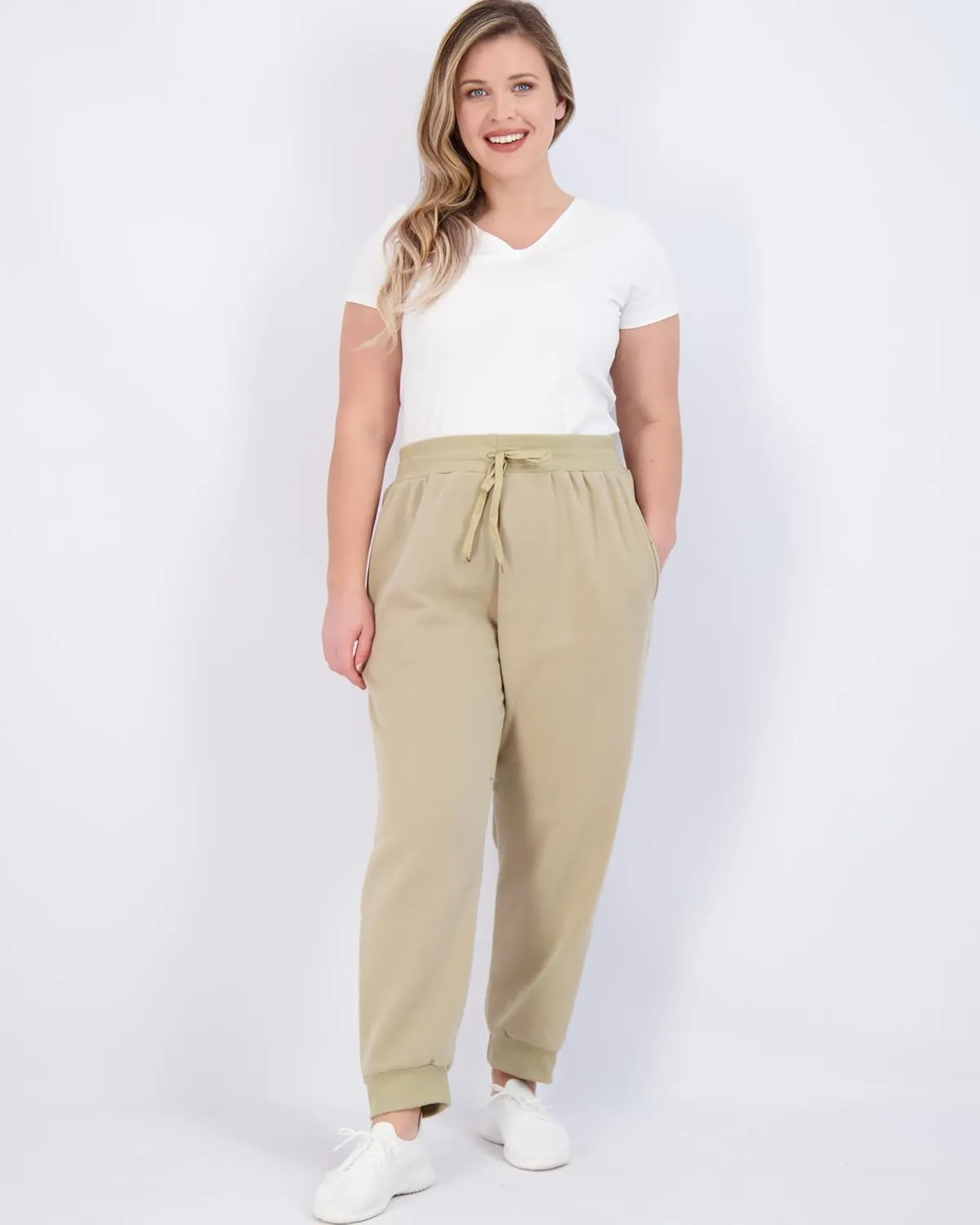 Real Essentials 3 Pack: Women's Ultra-Soft & Warm Fleece Joggers Sweatpants with Pocket (Available in Plus Size)