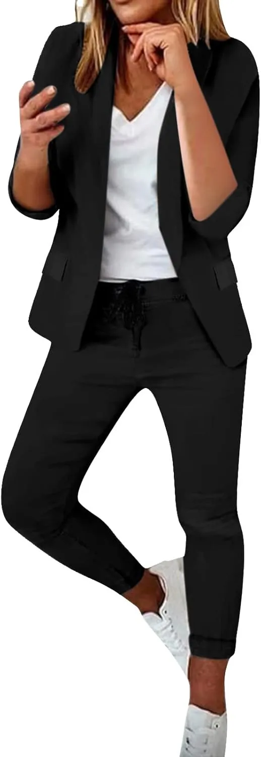 Women Suit Sets For Work 2025 Fall Two Piece Blazer Jacket and Pencil Pants Business Casual Office Formal Outfits