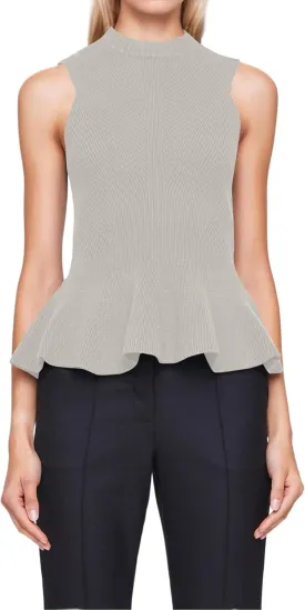 Women Turtleneck Peplum Tank Tops Ribbed Knit Sweater Vests Sleeveless Ruffle Tank Tops Mock Neck Fitted Shirts Tops