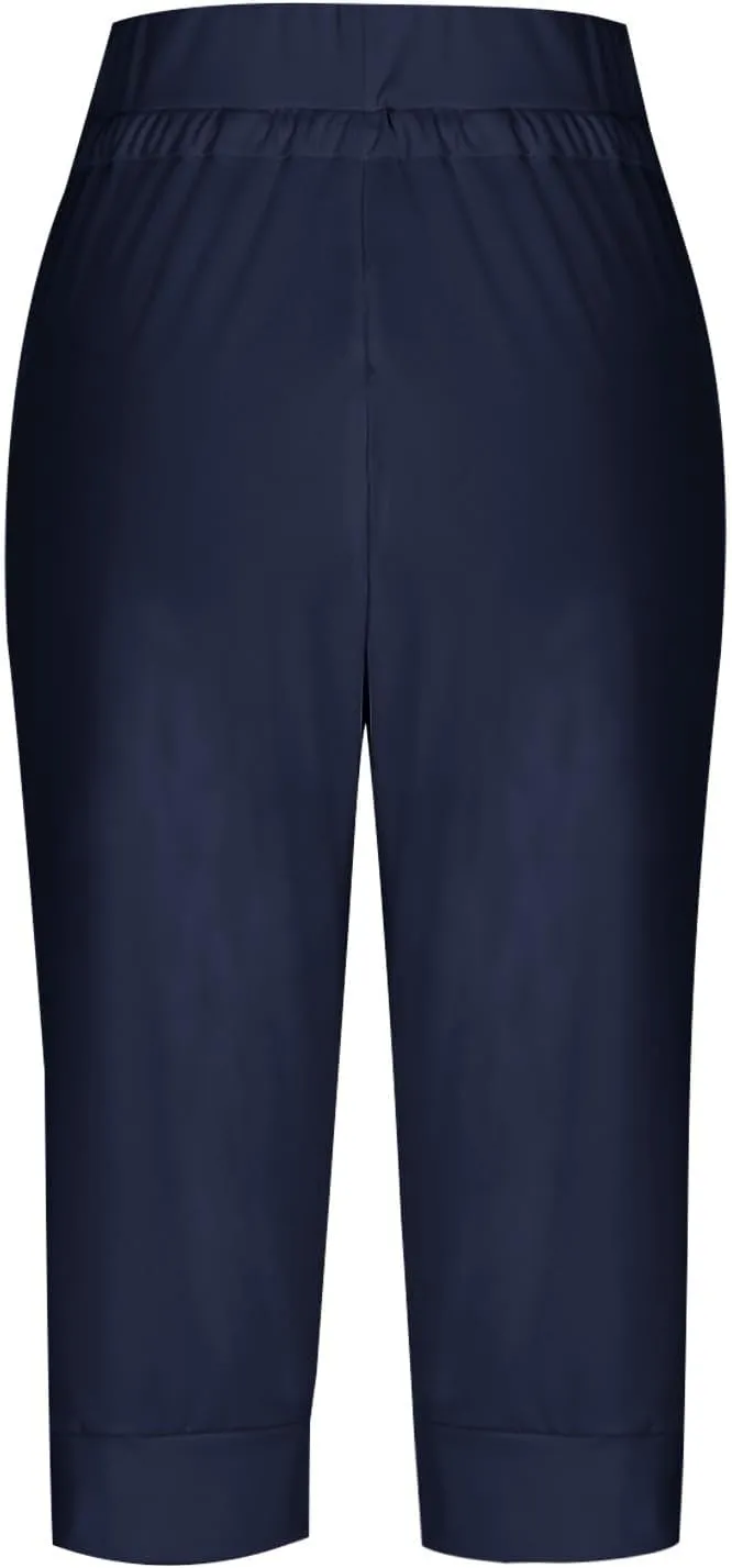 Womens Capri Pants High Waisted Drawstring Joggers Stretch Lightweight Casual Hiking Yoga Plus Size Pants with Pockets