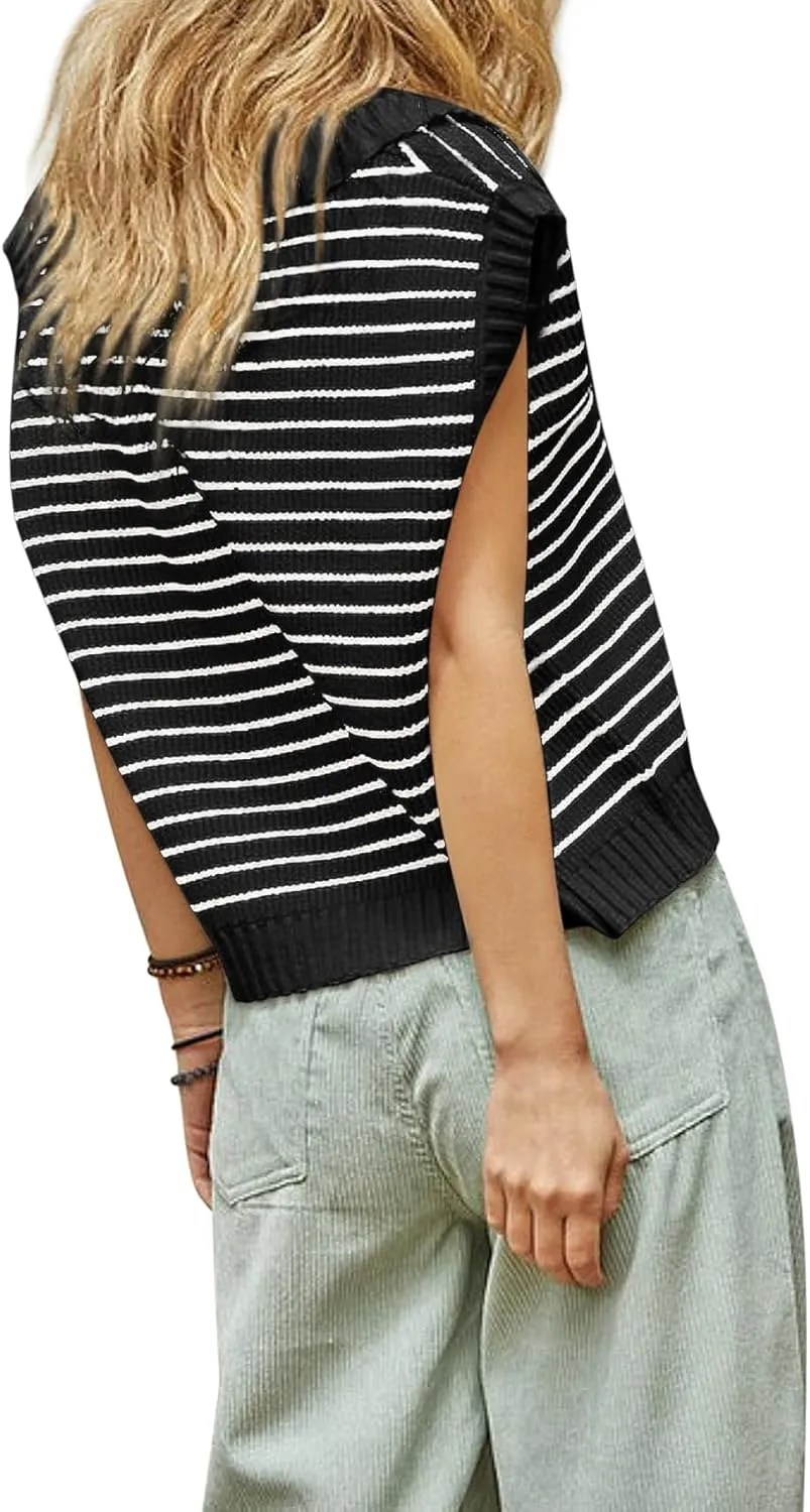 Yousify Summer Sweaters for Women 2025 V Neck Cap Sleeve Tops Sleeveless Spring Clothes Sweater Vest S-2XL